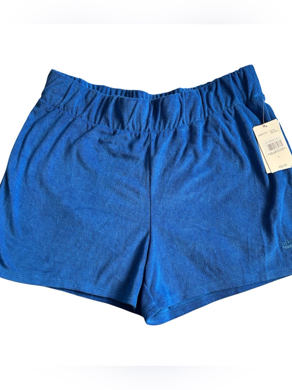 Juicy Couture Electric Blue Terry Elastic-Waist Women's Shorts Size L NWT